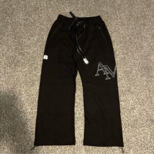Amiri Black Leather Monogram Logo Sweatpants 
Size Large